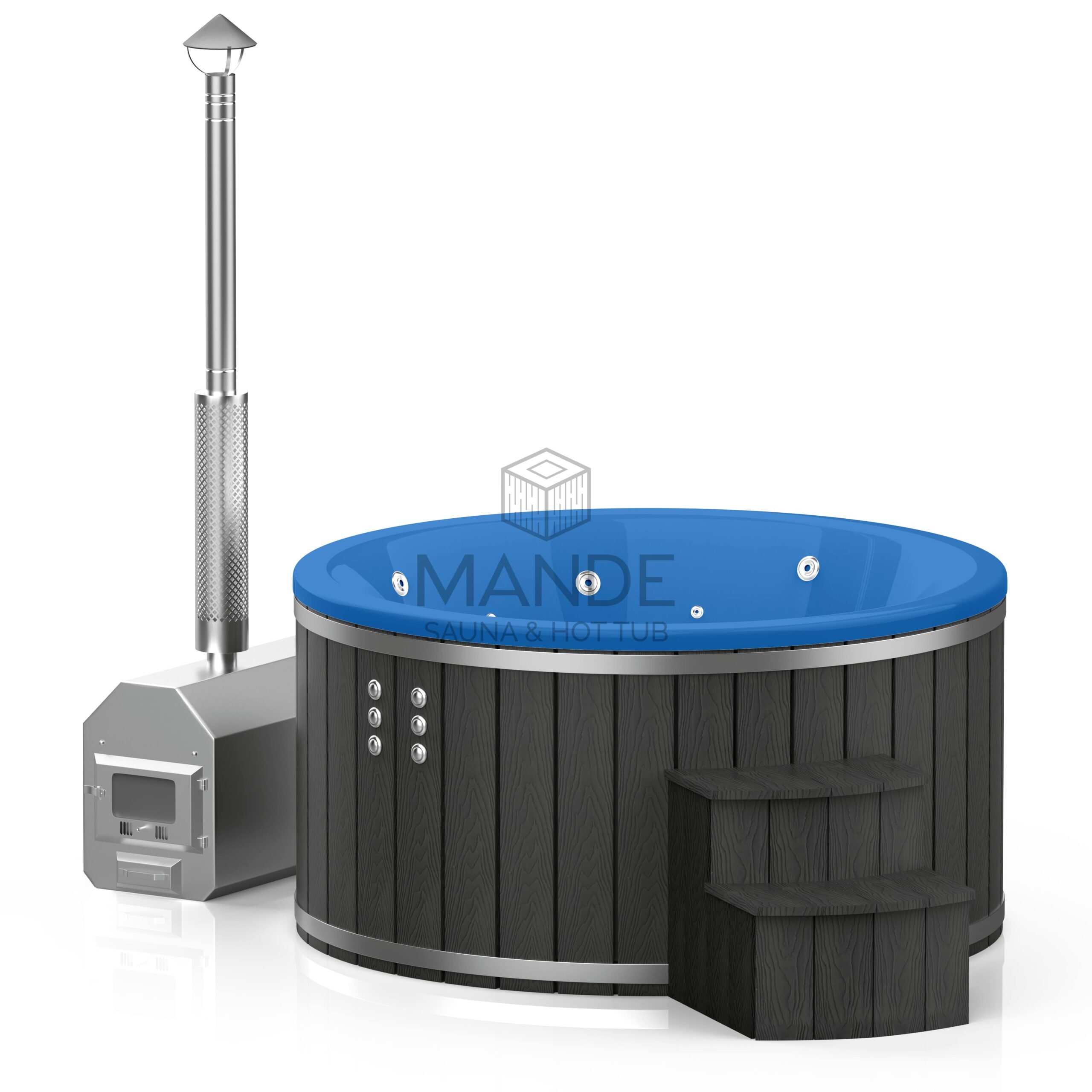 Hot tub with external oven – WPC plastic siding