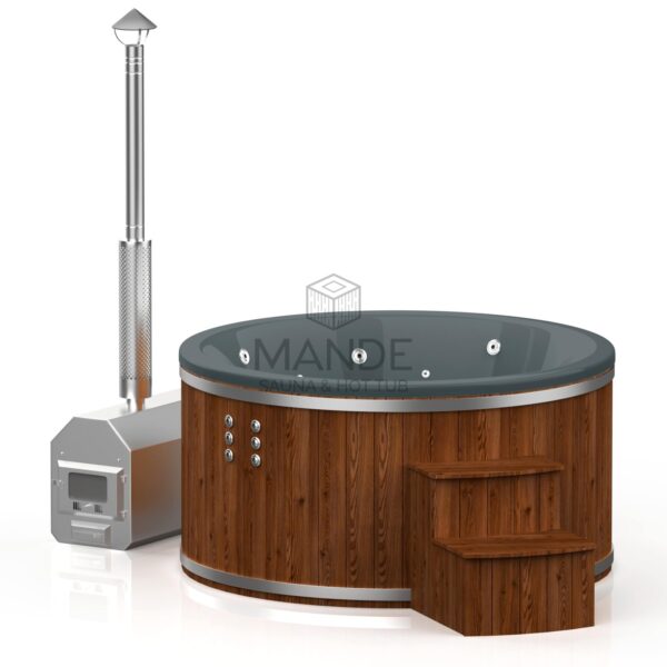 Fiberglass round hot tub (external heater) – Spruce wood