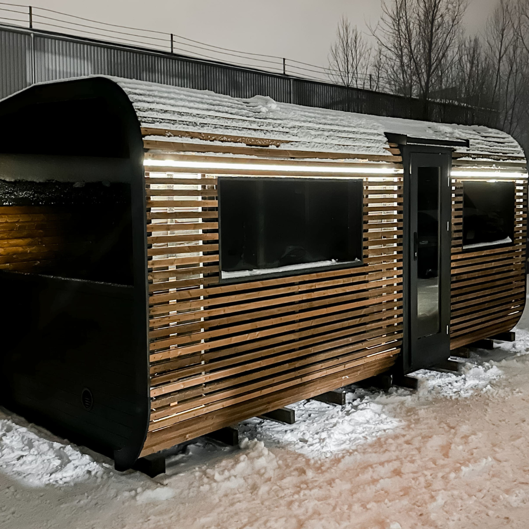 LED lighting outside the sauna