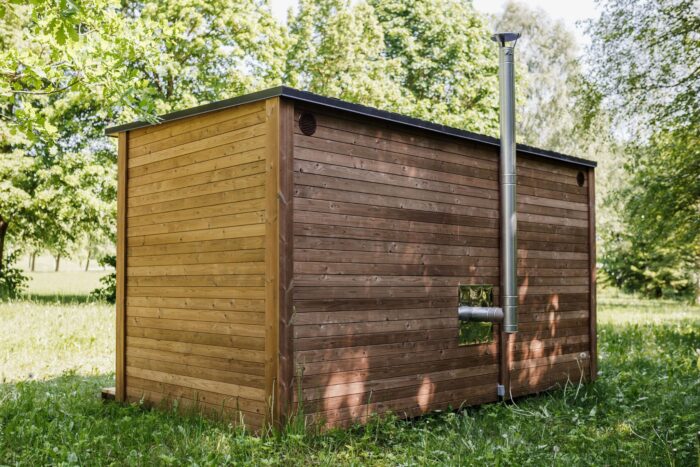 Square 400x240cm sauna with pre-sauna