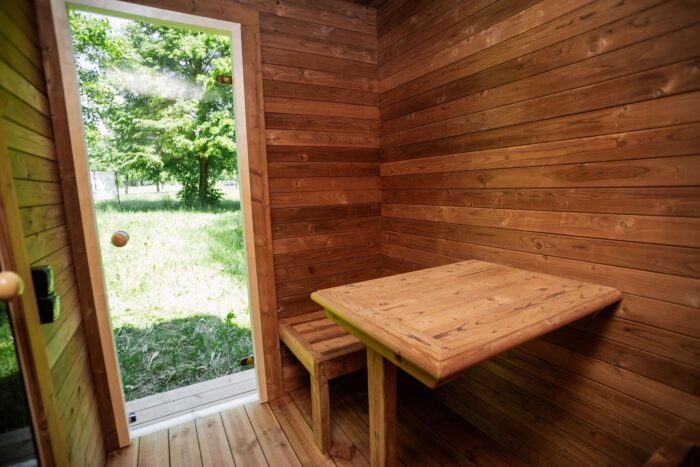 Square 400x240cm sauna with pre-sauna