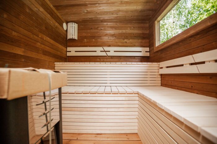 Square 400x240cm sauna with pre-sauna