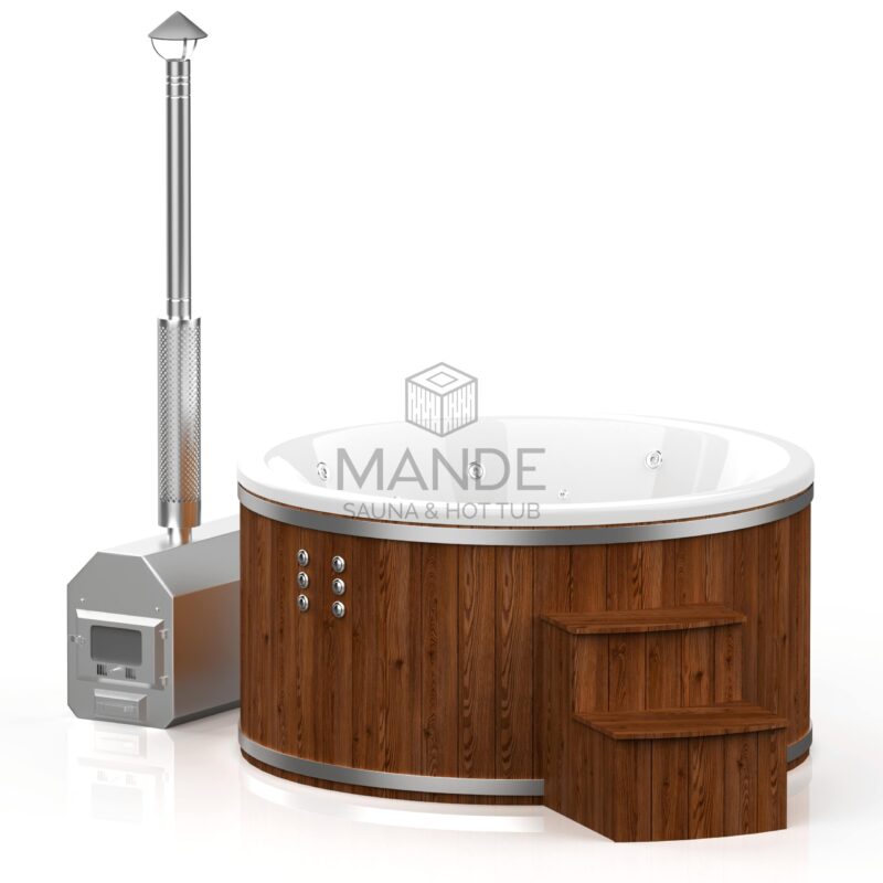 Acrylic round hot tub (external heater) – Spruce wood