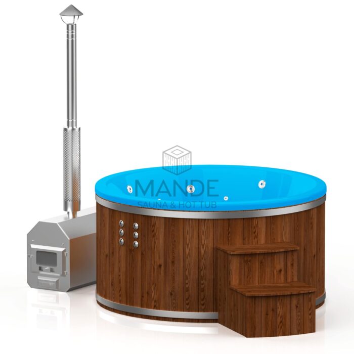 Fiberglass round hot tub (external heater) – Spruce wood