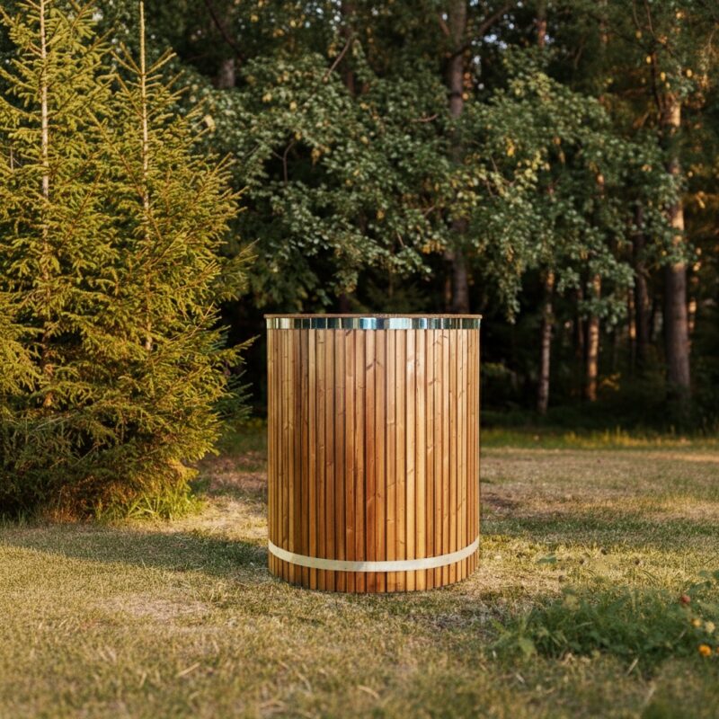 Stainless steel Single-person cold water tub – Triple thermo wood